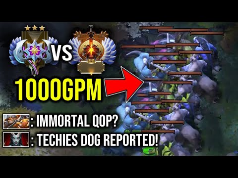 He's Breaking record First 1000GPM Techies in 7.30! - WTF Ancient rank Bully Immortal rank..