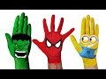 LEARN COLORS With Hand Body Paint Finger Family Nursery Rhymes Song Hulk SPIDERMAN Minions