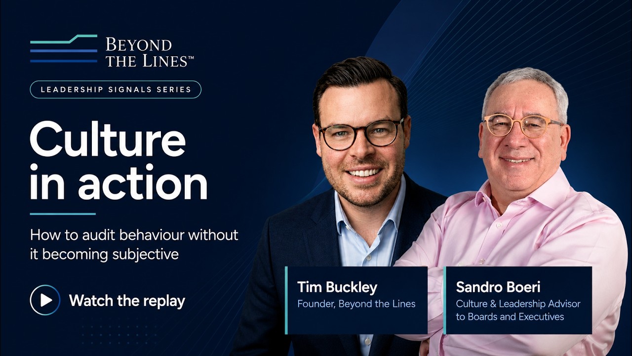 Replay preview: Culture in action: how to audit behaviour without it becoming subjective, with Sandro Boeri