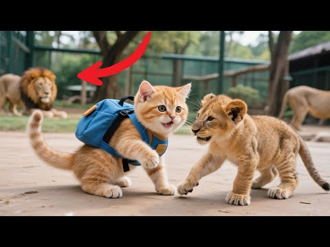 Mama Cat Takes Her Kitten To Explore Zoo, A Heartwarming Weekend! 🐾🦁❤️