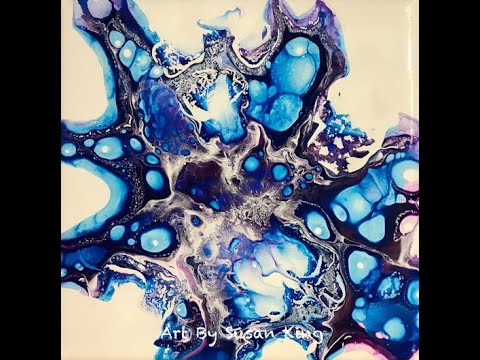 (247) Acrylic Fluid Pour Painting Bloom Spinning