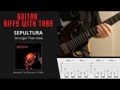 Sepultura - Stronger Than Hate - Guitar riffs with tabs / cover / lesson