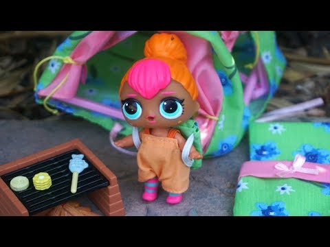 LOL SURPRISE DOLL Cutie Runs Away And Camps, BARBIE Goes Crazy When She Finds Out!