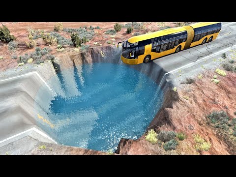 Cars vs Giant Water Pit - BeamNG.drive