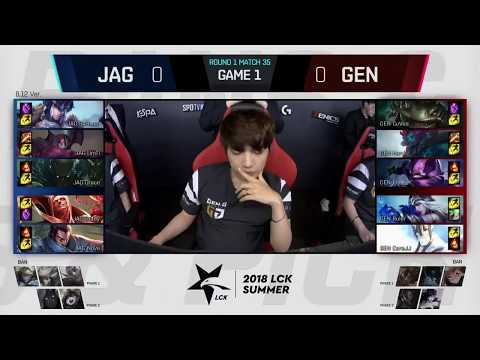 JAG (Grace Yasuo) vs GEN (Ruler Ashe) Game 1 Highlights   2018 LCK Summer W3D4
