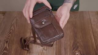 Компактна чоловіча сумка на пояс із натуральної шкіри Vintage 22141 коричнева