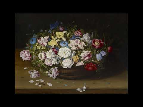 4K Video Screensaver - Vintage Painting Still Life "Basket of Flowers". 1 hour. No music.