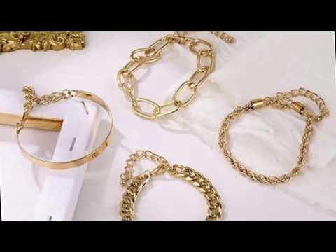 IFKM Gold Bracelets for Women, 14K Gold Plated Dainty Layered Chain S