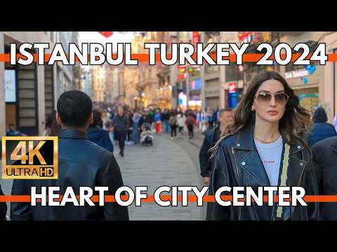 ISTANBUL TURKEY 4K WALKING TOUR IN HEART OF CITY CENTER GALATA TOWER TO TAKSİM SQUARE-WITH CAPTION