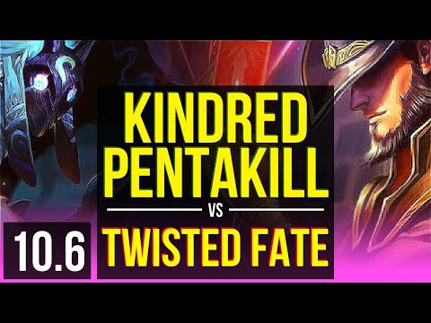 KINDRED vs TWISTED FATE (MID) | Pentakill, Triple Kill, KDA 14/2/7, Legendary | NA Master | v10.6