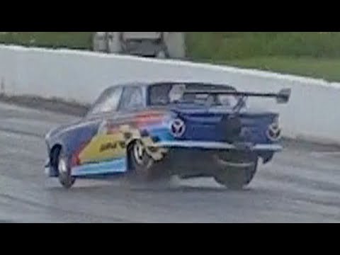 Steve Green Ford Cortina Mk1 Crash at Santa Pod Raceway