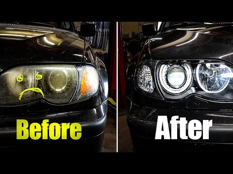 Restoring 18 Year Old Foggy Headlights: BMW E46 Halos Upgrade!