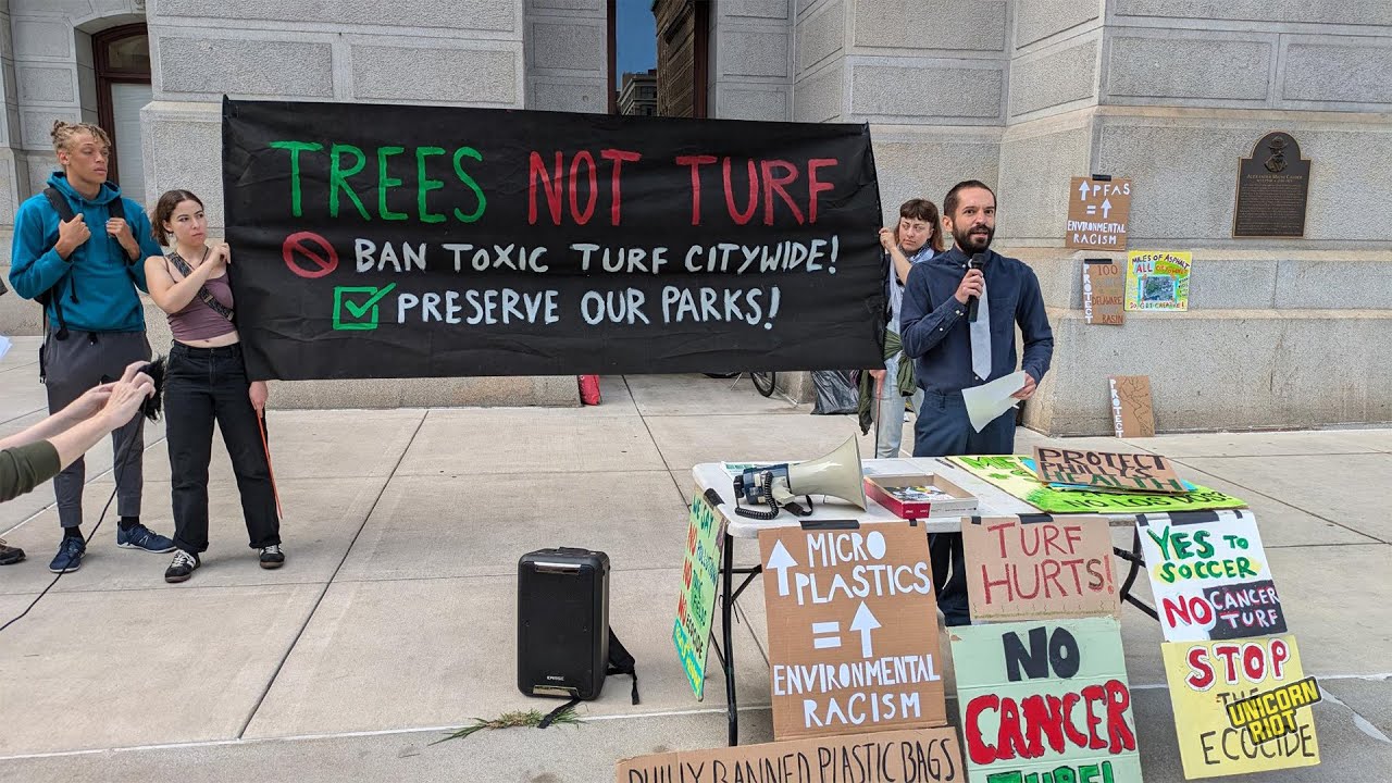 Rally to Ban Artificial Turf with PFAS in Philadelphia City Properties