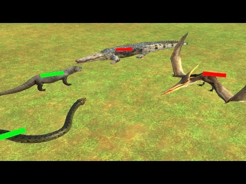 RACE BATTLE COMPETITION- Green Anaconda and Pteraodon VS Komodo Dragon and Saltwater Crocodile -ARBS
