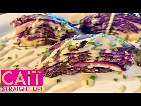 Charred Cabbage Recipe | Lemon Garlic Tahini Dressing | Cait Straight Up