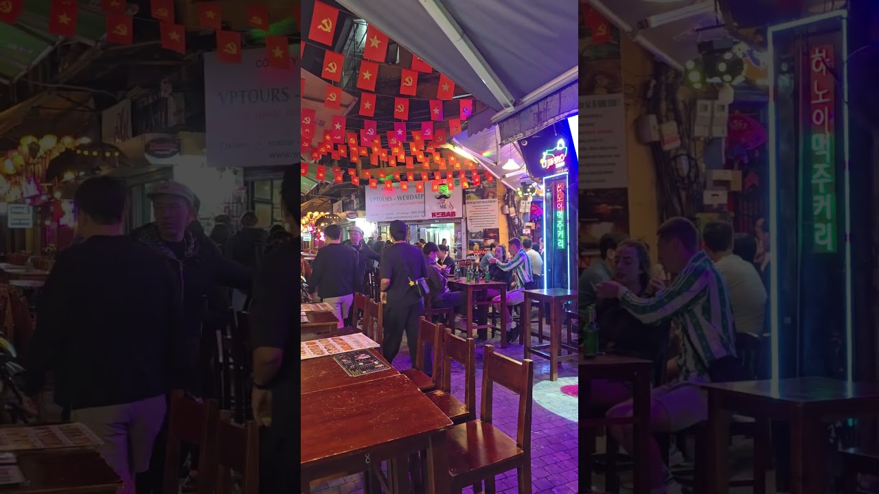 하노이 맥주거리에서 옆지기와 생맥에 반세오 먹으며 즐기기