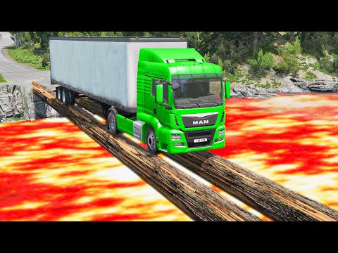 Cars vs Log Bridge but The Floor is Lava - BeamNG.drive | BeamNG Imperia