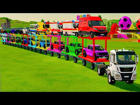 OVERSIZED TRANSPORT DOUBLE DECKER AMBULANCE, POLICE, FORD RAPTOR! Farming Simulator 25