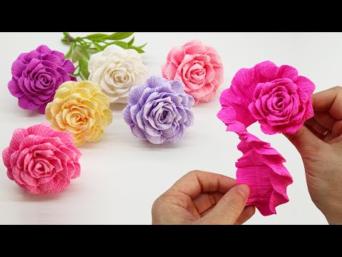 WOW! How to Make Amazing Crepe Paper Flowers. 🌹 Rose DIY