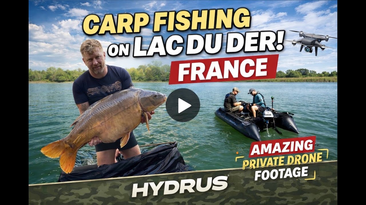 Man holding a large carp, fishing Lac du Der