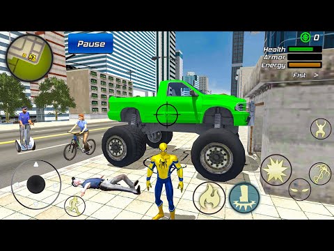 Monster Truck and Rescue Truck at Vegas City - Spider Rope Hero Gangster Crime - Android Gameplay