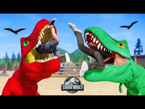 Tyrannosaurus Rex Colour Pack vs Ceratosaurus vs Spinosaurus Dinosaurs Fighting - JWE
