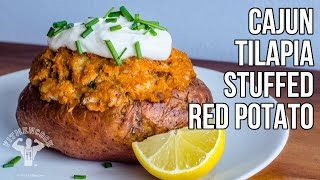 Cajun Tilapia Stuffed Red Potato / Papa Rellena del Cajún con Tilapia