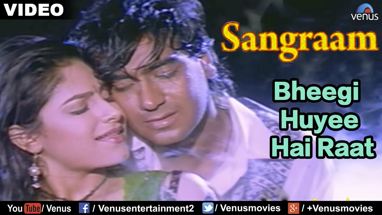 Bheegi Hui Hai Raat Lyrics | Sangraam | Kavita Krishnamurthy, Kumar Sanu | Nadeem Shravan