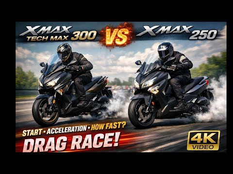 Yamaha xmax tech max 300 - xmax 250 start, acceleration, how fast,  DRAG RACE | 4K