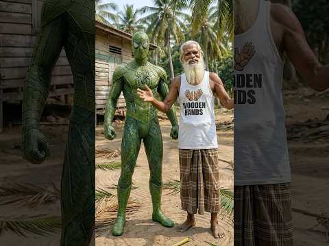 Amazing Coconut Leaf Spider-Man Craft 🌿#coconutleaf #spiderman #woodenhands #handcrafted #shorts