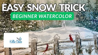 Easy Watercolor Winter Landscape Tutorial for beginners #snowfall
