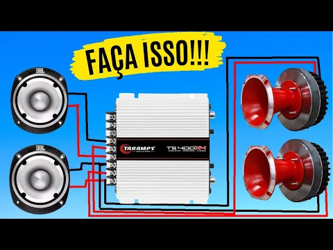 how to make a horn and tweeter connection on Taramps Ts400w Rms 4 Channels 2 Ohms #somautomotivo