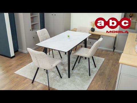 Set Masă Living Extensibilă KJT4711-1 Alb cu 4 Scaune DCM1801CF Bej 1