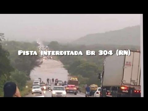 31/03/24 Rio transborda em Lajes Rio grande do Norte Br 304 interditada