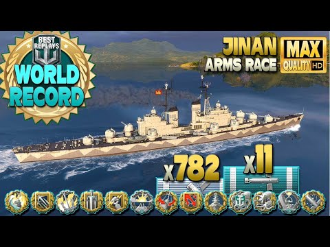 Cruiser Jinan: Damage world record (AR - zoom warning) - World of Warships