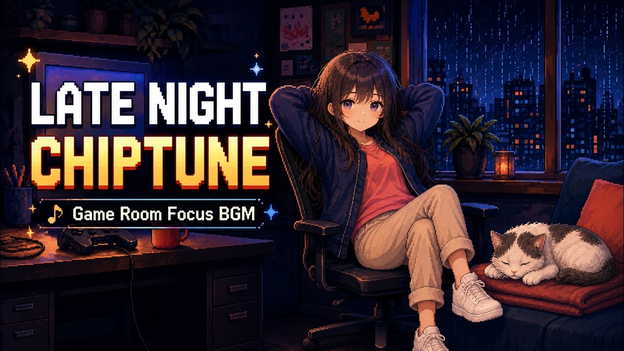 【作業用チップチューンBGM】深夜のゲーム部屋で、くつろいで 🎮｜休憩・集中