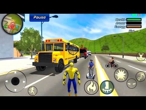 Spider Rope Hero Gangster Crime - School Truck Driving at Vegas City - Android Gameplay