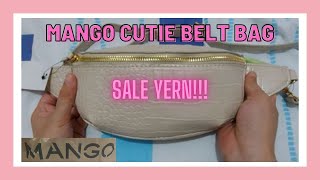 MANGO BELTBAG CUTIE BELTBAG MANGO SALE KULAY BEIGE NA BELTBAG NA MAY GOLD NA ZIPPER SUPER SALE