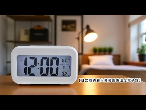 《日式簡約超大螢幕感應溫度電子鐘》