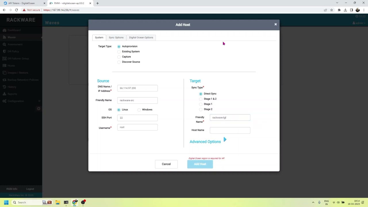 Digital Ocean Migration via RackWare