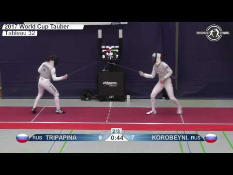 FE F F Individual Tauberbischofsheim GER World Cup 2017 T32 03 red KOROBEYNIKOVA RUS vs TRIPAPINA RU