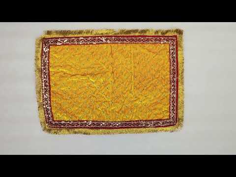 Yellow Velvet Cloth Asan for Puja and Mandir Room - 16x11 inches video