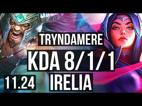 TRYNDA vs IRELIA (TOP) | 2.8M mastery, 7 solo kills, 8/1/1, Legendary | KR Master | 11.24