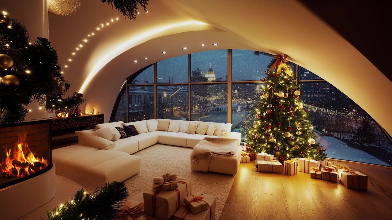 Peaceful Piano Music and Fireplace Sounds For Meditation, Reduce Stress, Deep Sleep| Merry Christmas