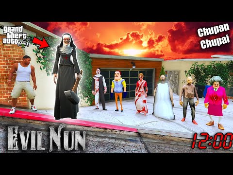 Franklin Playing Chupan Chupai With Evil Nun & Granny and Serbian Dancing Lady in GTA 5 !