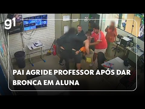 Pai de aluna agride professor após bronca por uso de celular em sala de aula