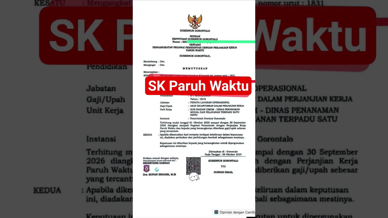 Contoh SK PPPK Paruh Waktu Gaji Tidak Tertera di SK PPPK Paruh Waktu