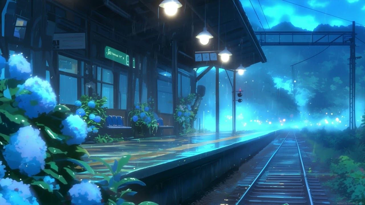 Coffee Shop Train Station Rainy Day Live Wallpaper