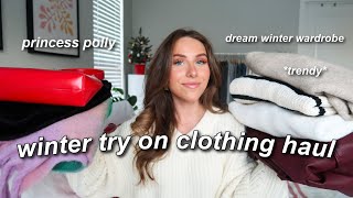 HUGE PRINCESS POLLY WINTER TRY ON CLOTHING HAUL 2023 | winter fashion trends + essentials !!