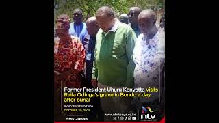 Former President Uhuru Kenyatta visits Raila Odinga's grave in Bondo a day after burial